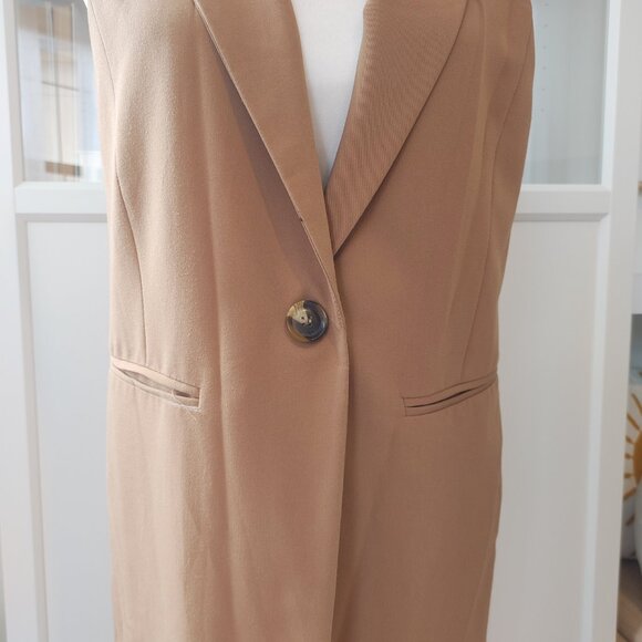 FOREVER21 Camel Brown Sleeveless Long Vest - Size Small - Picture 3 of 4